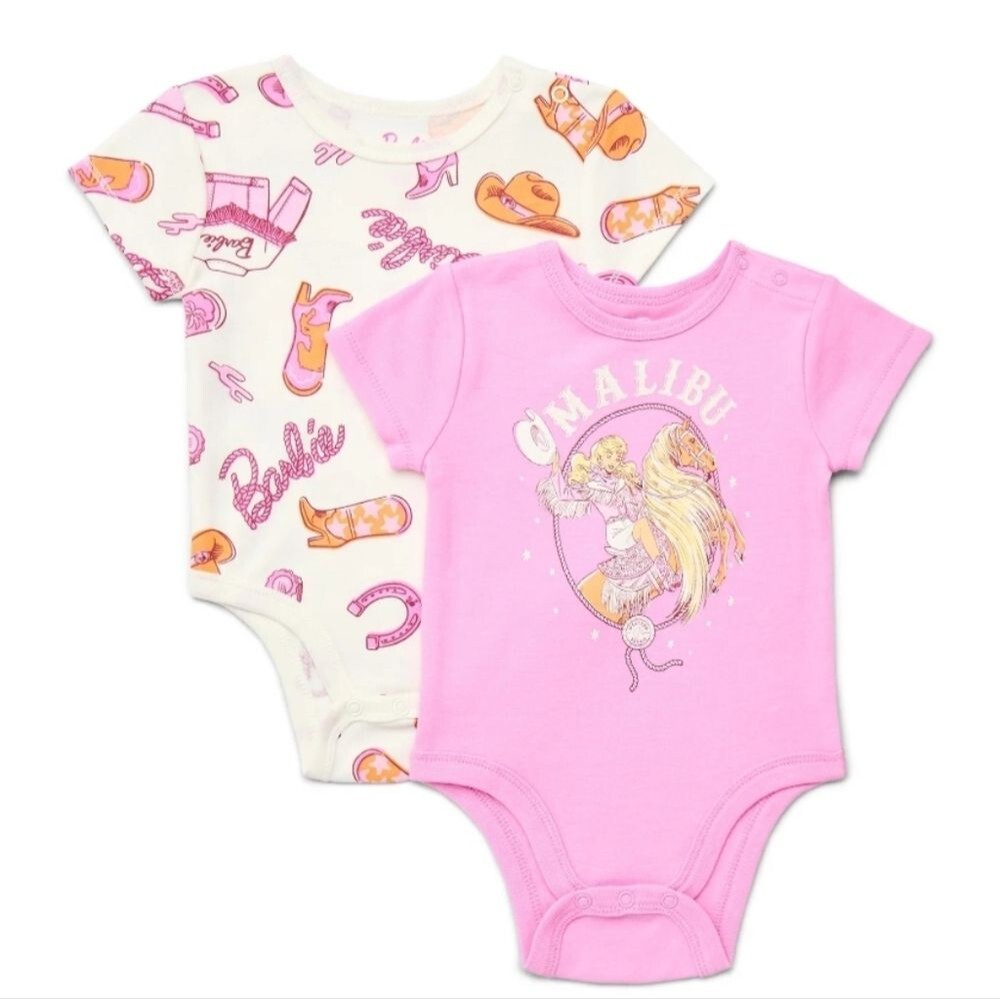 Barbie Malibu Pink and Cream Bodysuits Size 6/9m